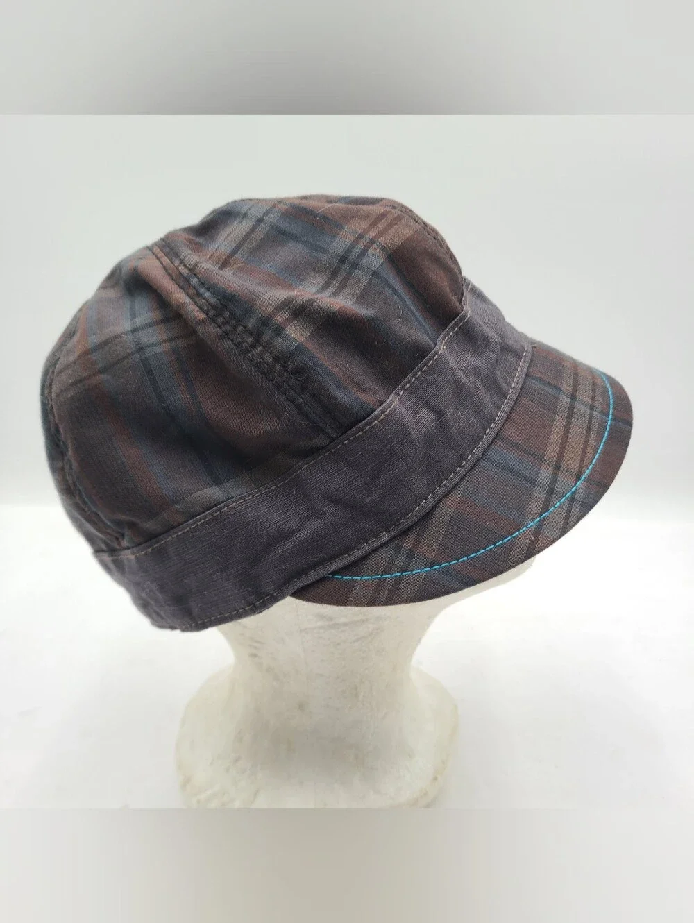 B55 Goorin Bros Womens Cadet Plaid Hat Size Large Newsboys Military